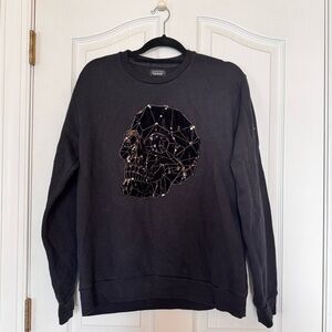Zara Men’s Black Geometric Skull Crewneck Sweatshirt Size XL